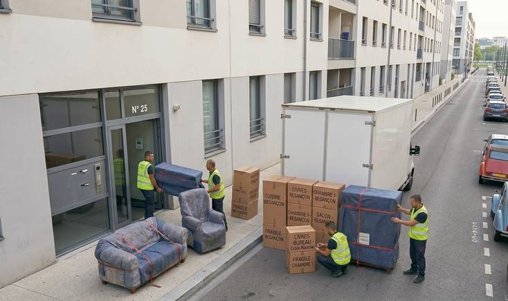 Chargement de déménagement à Lyon pour un départ vers Besançon