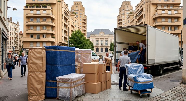 Déchargement de meubles protégés lors d’un déménagement à Villeurbanne